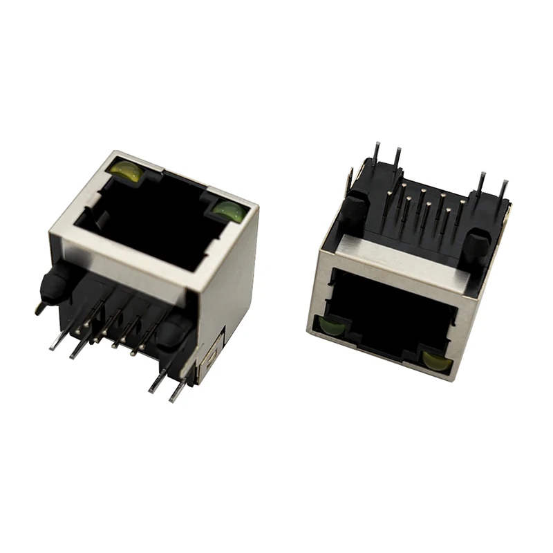 

56 LED RJ45 network interface, 90-degree horizontal, non-elastic, with shell, left yellow, right green, 8P8C female socket