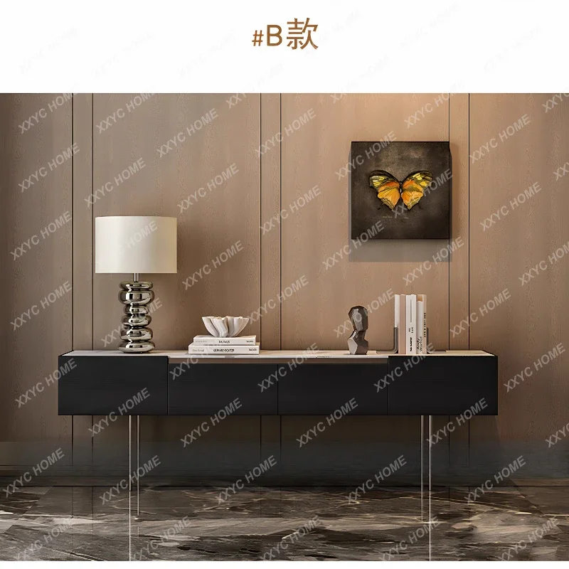 Minimalist Light Luxury Entryway Console Table Living Room Decorative End View Table Sideboard Cabinet Against Wall Strip Case