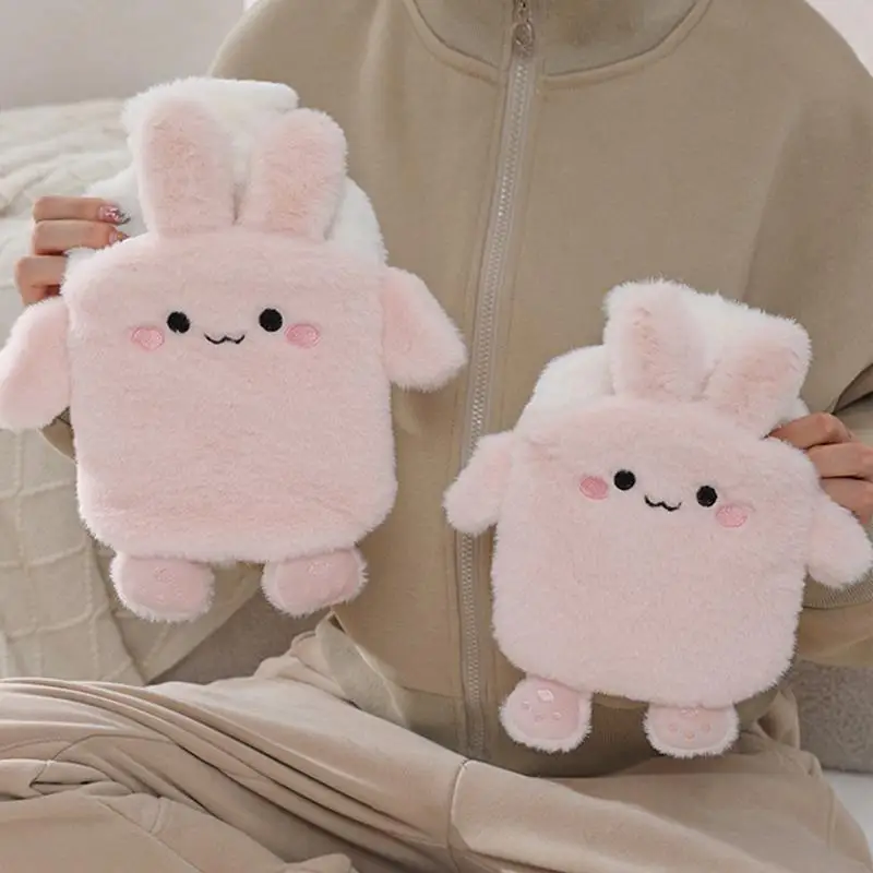 Hot Water Bag Furry Removable Hot Water Bottles Reusable Hand Warmer With Cloth Cover Girl Winter