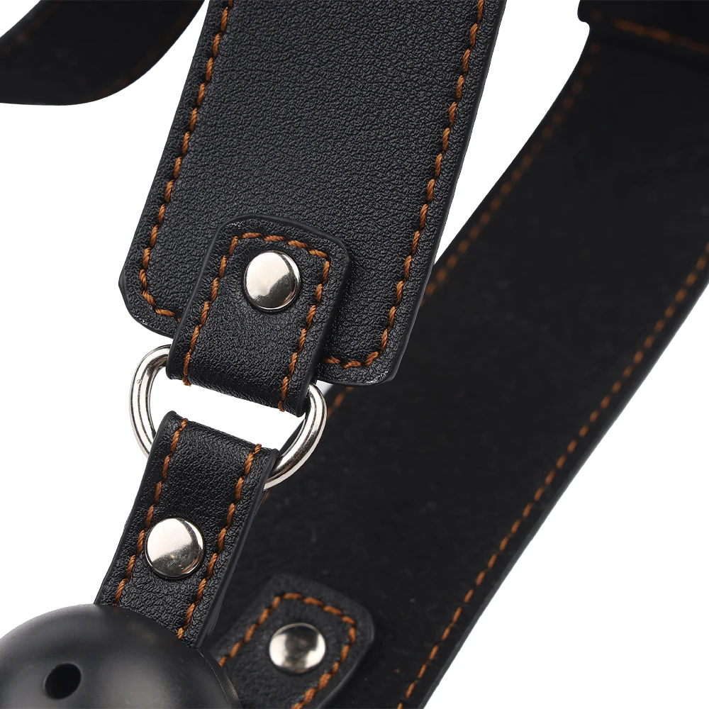 Leather BDSM Anal Hook Set with Metal Hook Restraint Belt Mouth Plug Handcuffs Adult Sex Toys for Position Assistance view 4