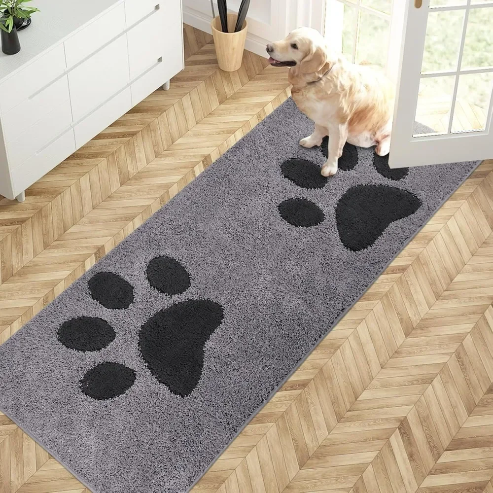 

32 "x 70" anti slip, machine washed microfiber entrance carpet, super absorbent, suitable for muddy and wet shoes, gray