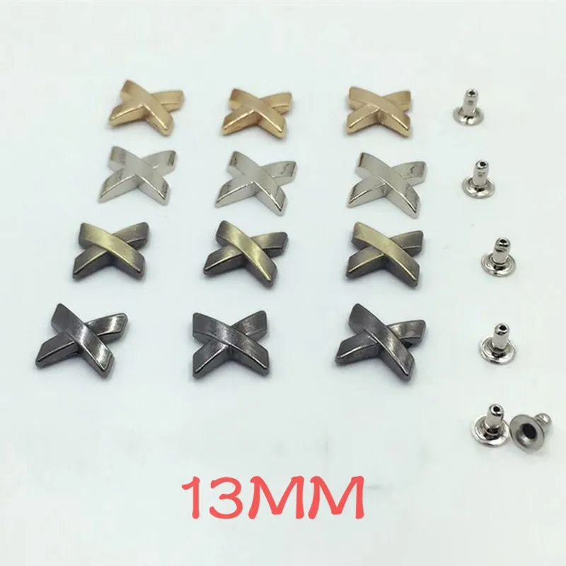 13mm Cross X Shape Punk Rivets Cap Stud For Leather Craft Belt Purse Bag Hat Shoe Clothes Jeans Jewelry Trims Accessories