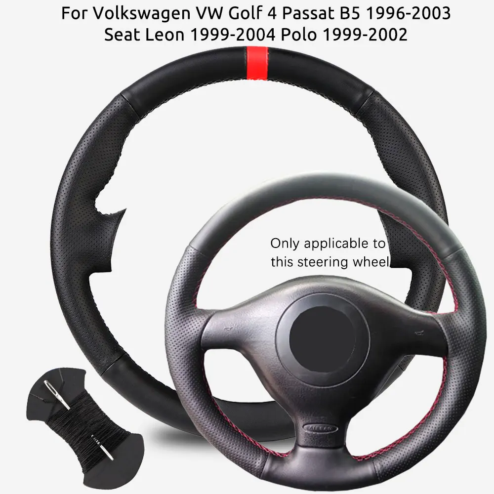 Customized Car Steering Wheel Braiding Cover For Volkswagen VW Golf 4 Passat B5 1996-2003 Seat Leon 1999-2004 Polo 1999-2002