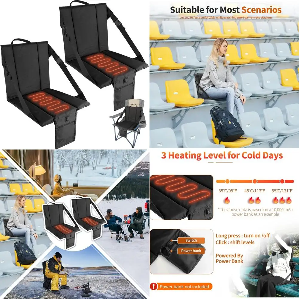 

Портативная подушка для сиденья на стадионе, 2 шт., складное легкое сиденье со спинкой, регулируемые ремни, идеально подходит для кемпинга, походов.