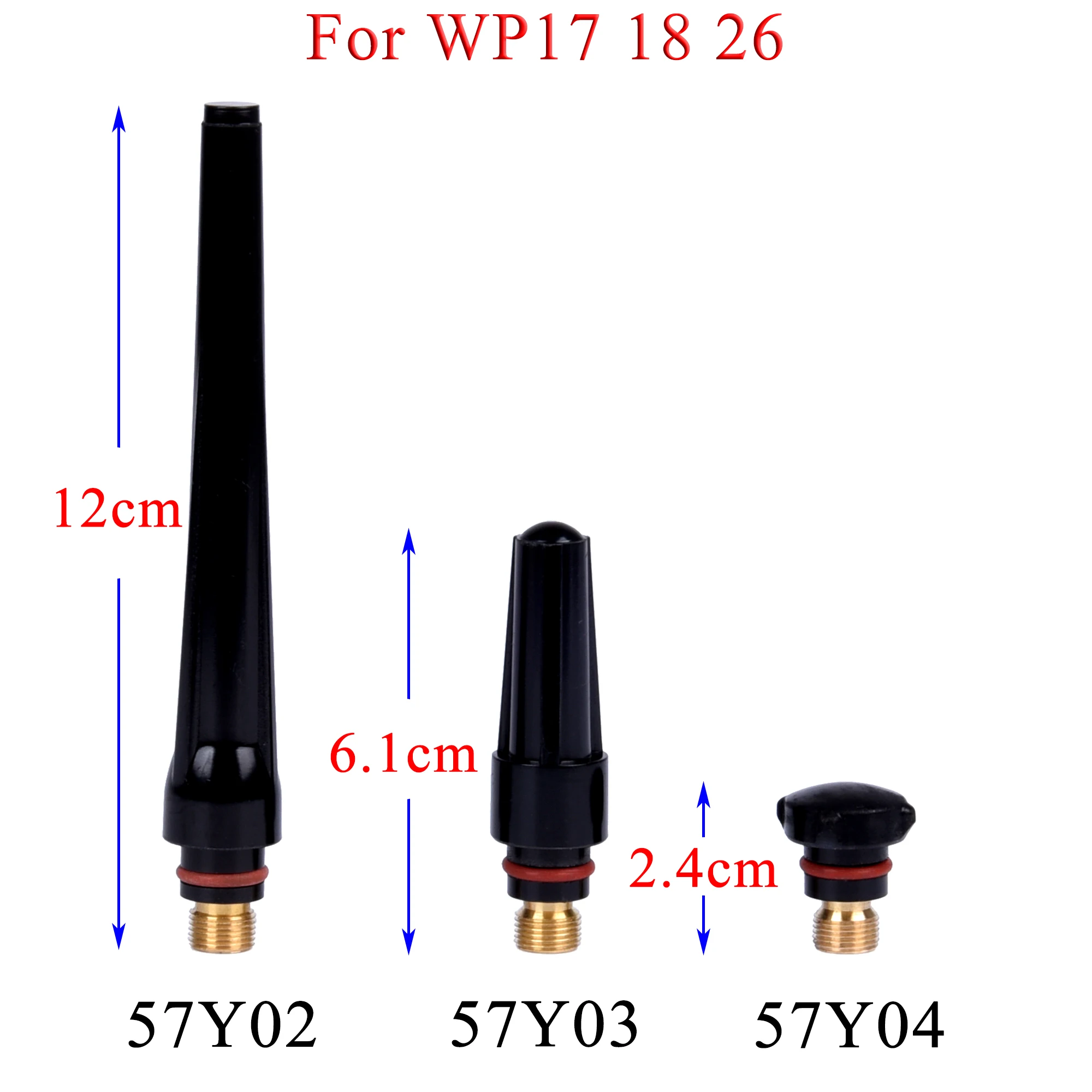 Conjunto de maçarico de solda 41v33, 41v24, 41v24l, 57y04, 57y03, 57y02, comprimento extra/longo/médio/curto, tampa traseira para wp9/17/20/18/25/26