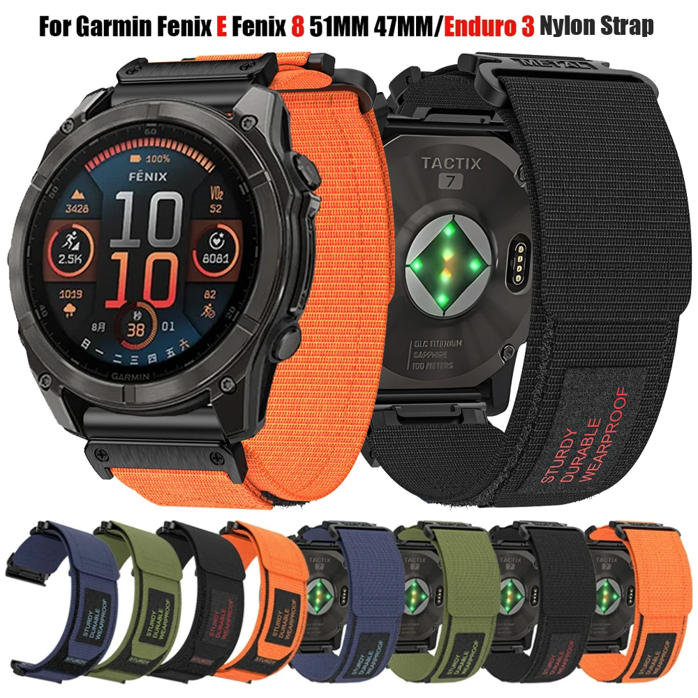 22mm 26mm Nylon Watch Strap for Garmin Fenix E 8 47mm 51mm Wristband Tactix 7 AMOLED Delta Bravo Enduro 3 Quick Fit Outdoor Band