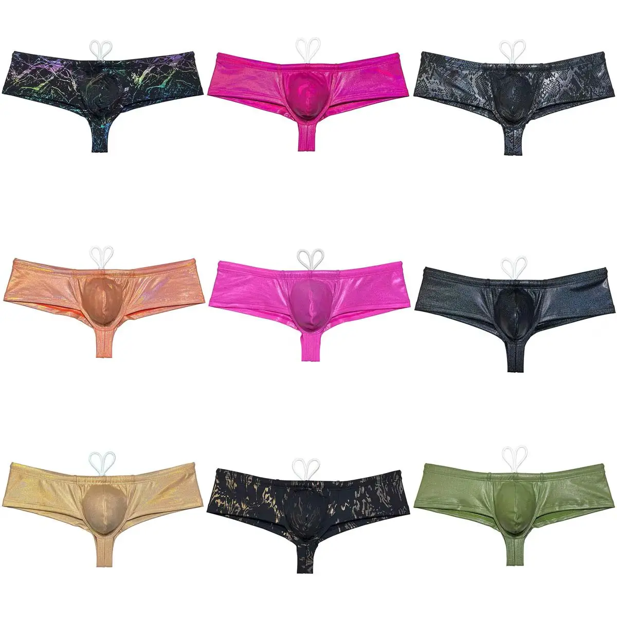 

Mens Cheeky Mini Bottom Briefs Ultrathin Low-waist Sleek Thong Stretchy Soft Gloss Underwear Quick-drying Breathable Tangas