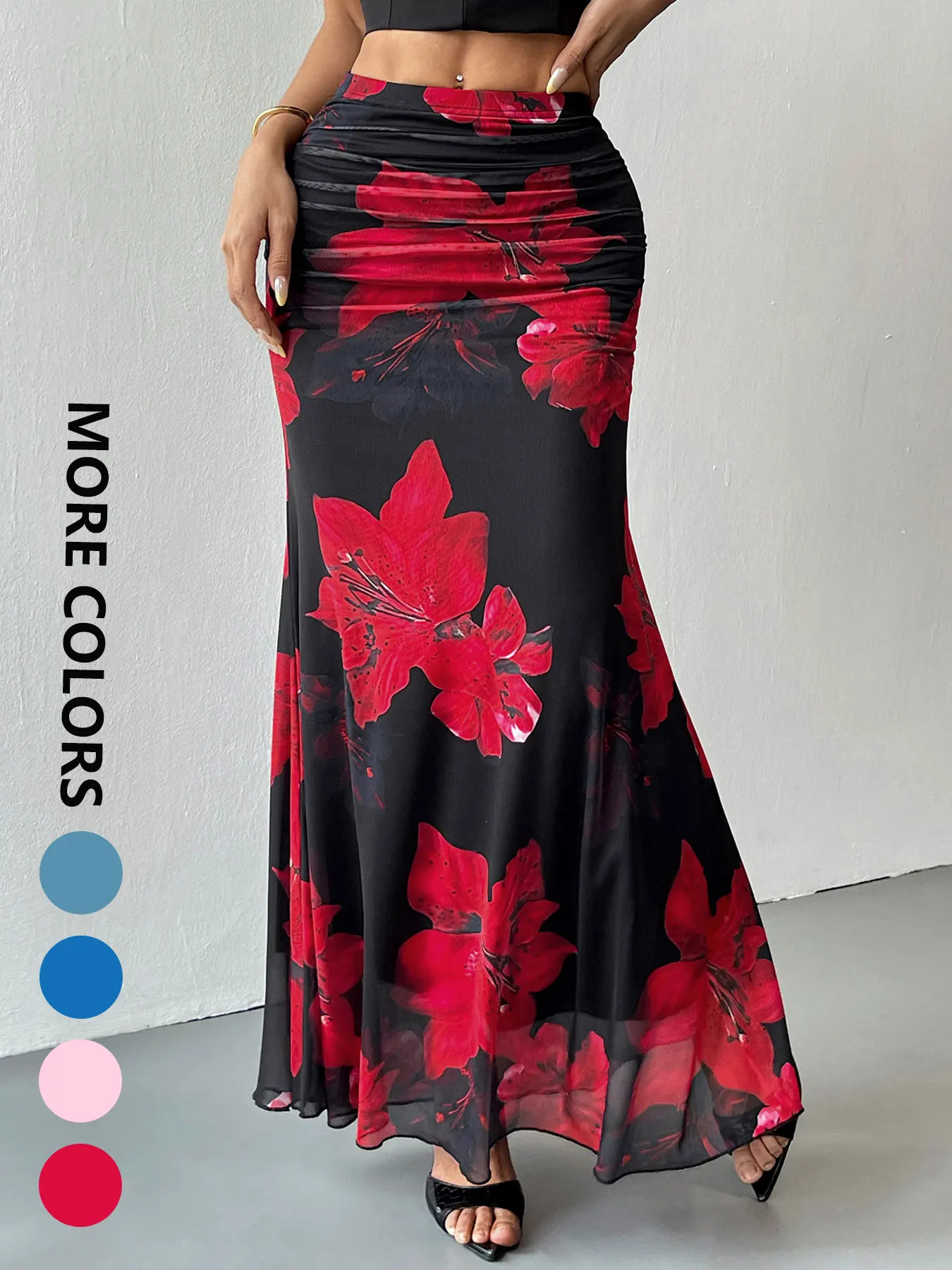 

GELITAYIN Women's Skirt Summer New Streetwear Fashion Print Maxi Skirt Elegant Sexy Female Casual Slim Versatile Knitted Skirt C