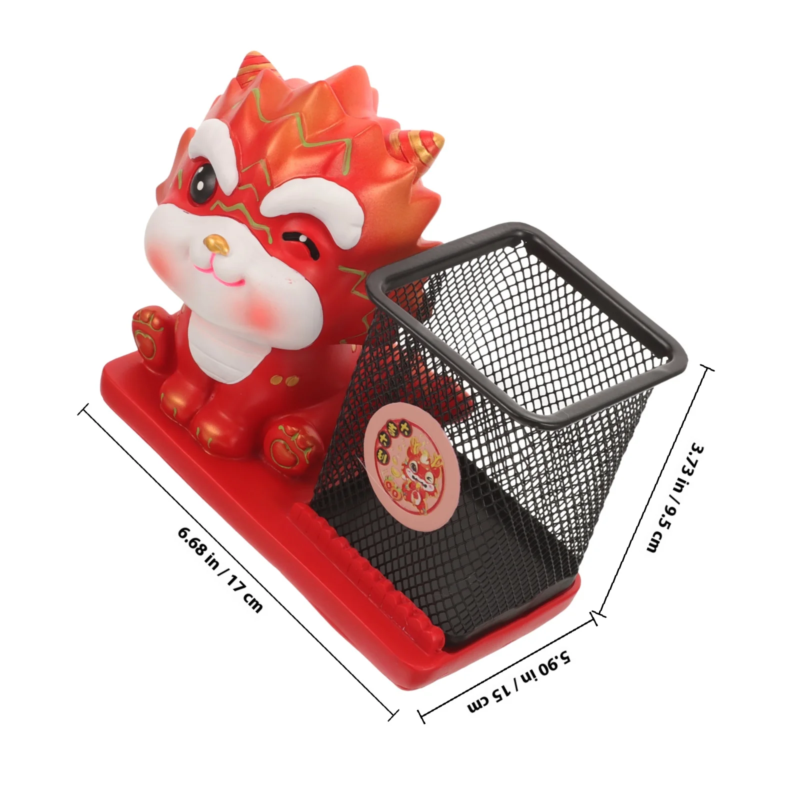 Dragon Year Pen Holder Resin Desktop Organizer Pencil Storage Bucket For Office Home Study Zodiac Dragon Desk Accessory