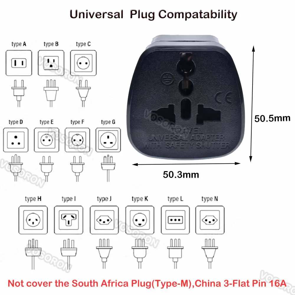 Universal CE America European Kr AU EU to US UK USA Plug Adapter South Africa India Adaptor Italy Switzerland Travel Converter