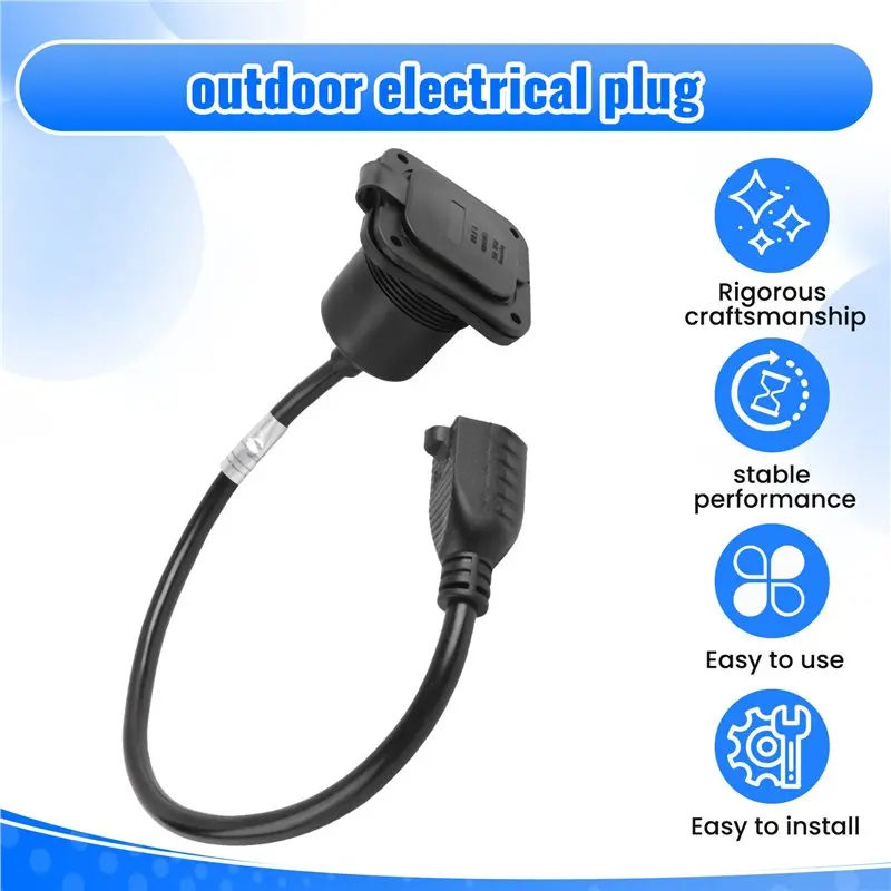 15 Amp Shore Power Inlet Flanged RV Power Plug NEMA 5-15P 125V AC Electrical Outlet Receptacle For Trailer Boat Van Shed US Plug