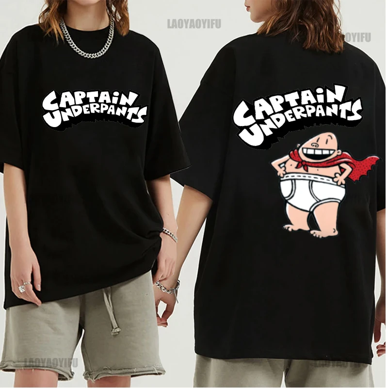 

Men T-Shirt cartoon Vintage Cotton Tee Shirt Short Sleeve C-Captain Underpants T Shirt Round Collar Clothing New Arrival