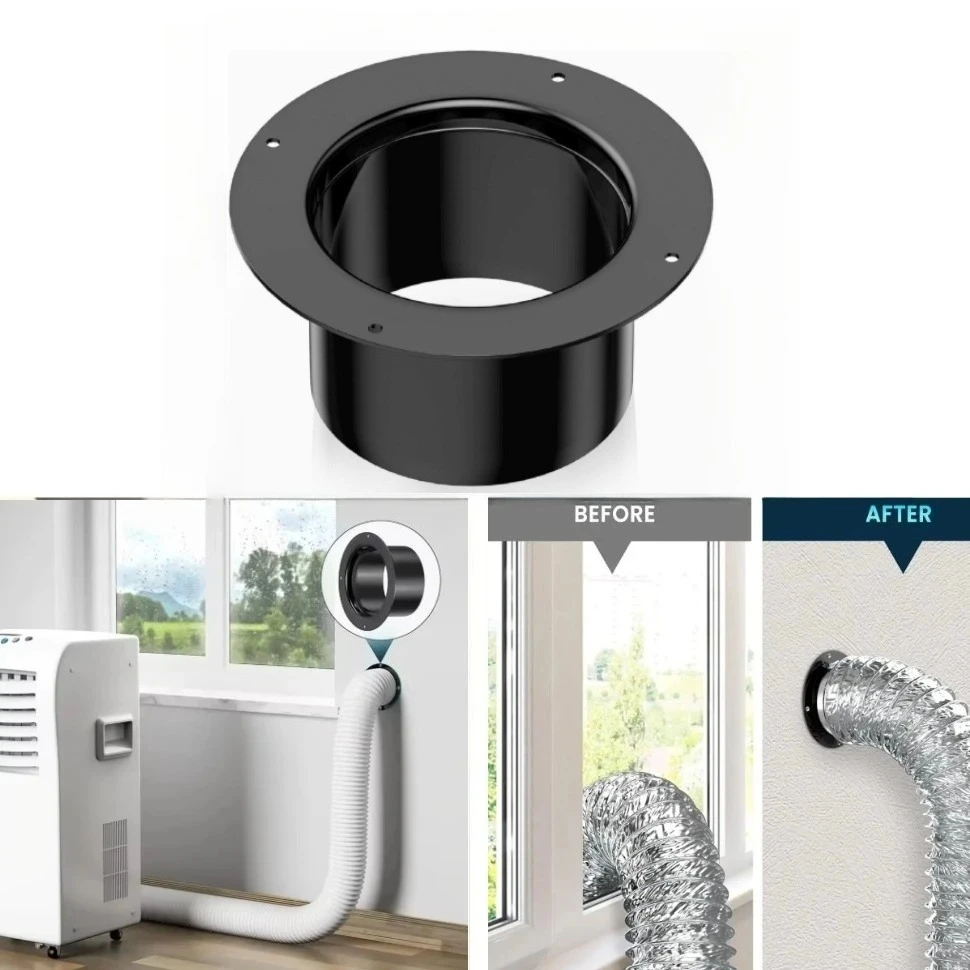

100/125/150mm ABS Wall Flange Connector Vent Pipe Adapter Duct Round Joint for Ventilation Pipe Air Ducting Connection