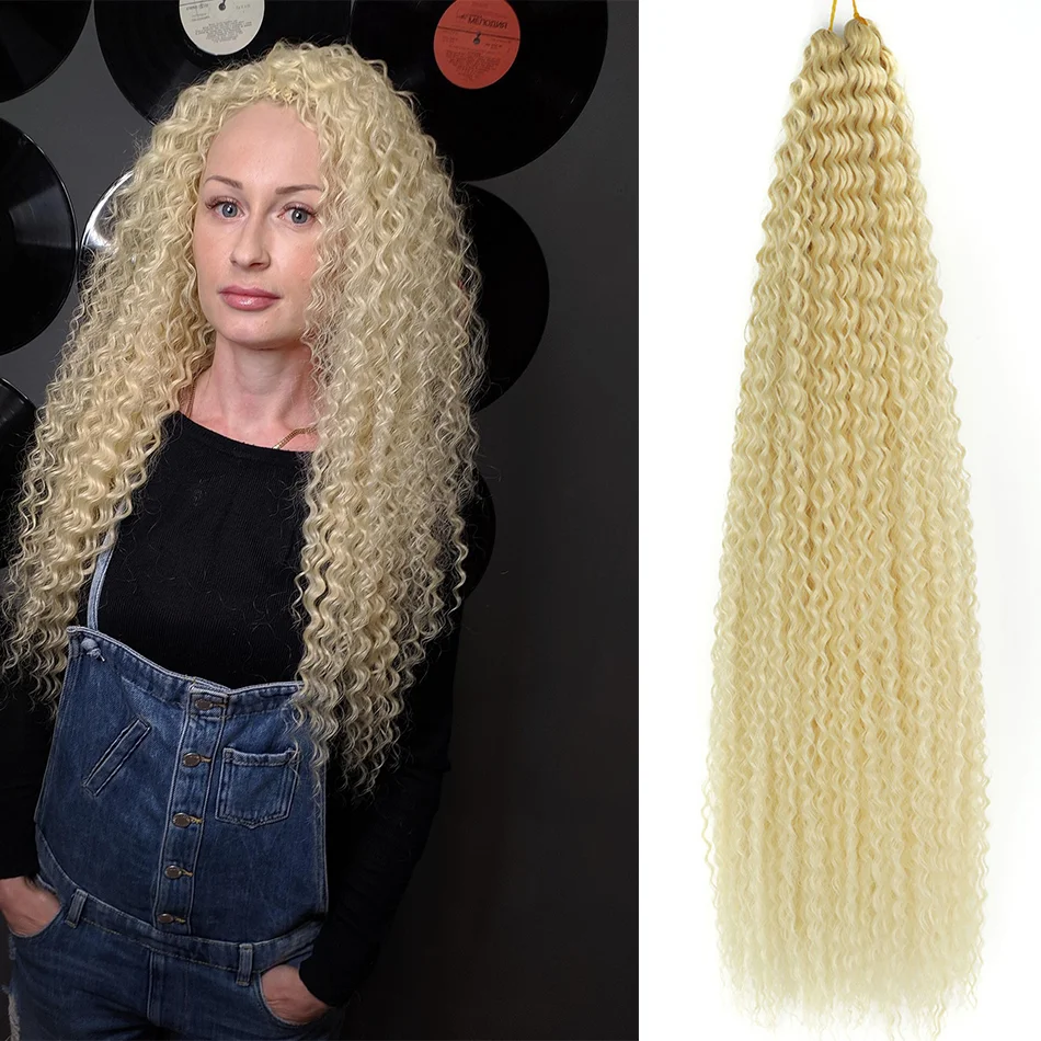 

Synthetic Kinky Curly Crochet Hair Twist Braiding Hair Extensions 30inch Long Hairpieces Blonde Braids Hair for Women