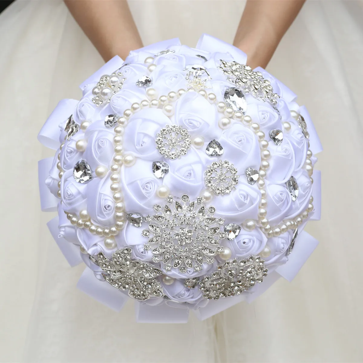 

1 шт./лот белый свадебный цветок невесты с бриллиантом для свадебной вечеринки