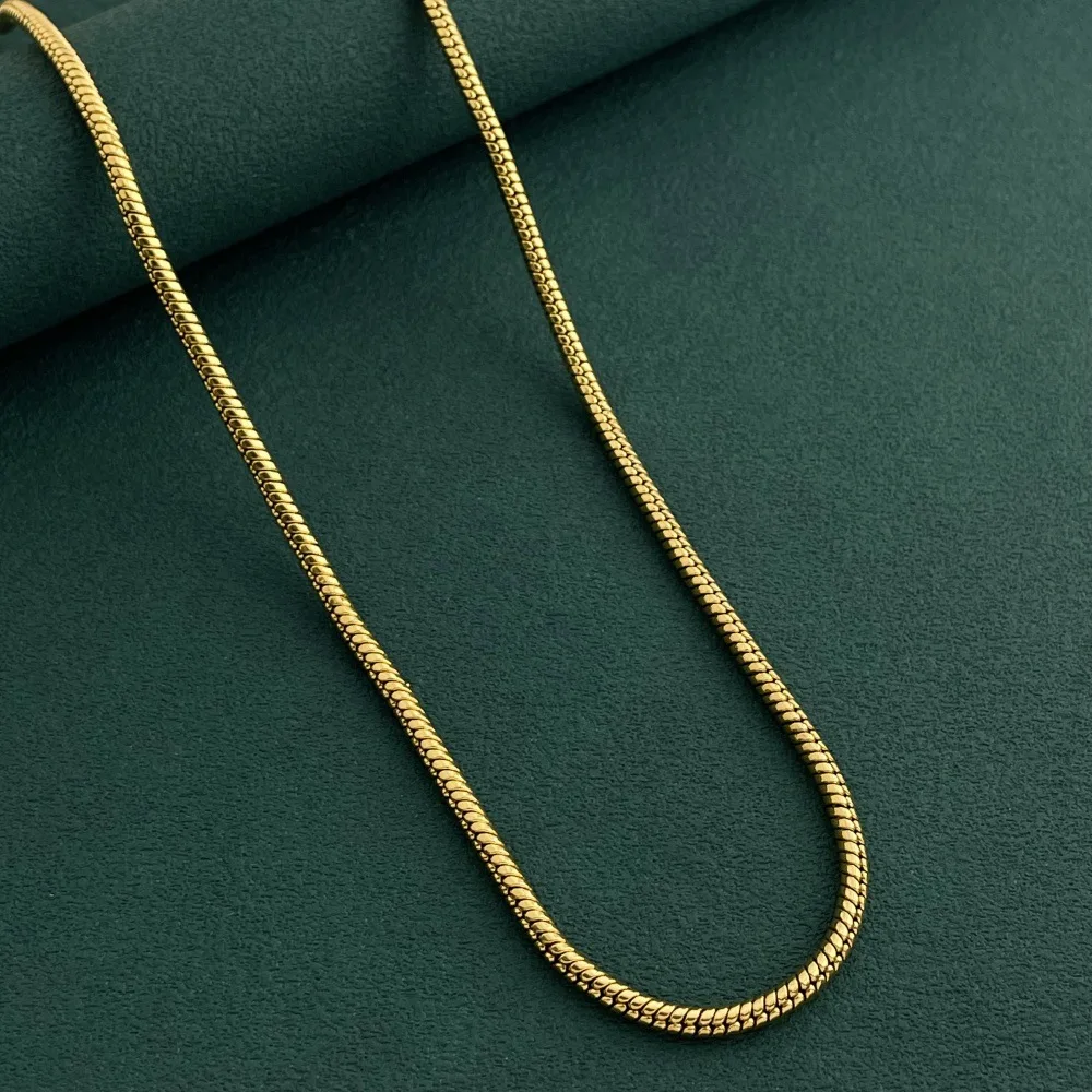 

Luxury 24K 9999 Pure Gold real gold Cuban Necklace 3mm Snake Bone Chain Men's and Women's Necklace