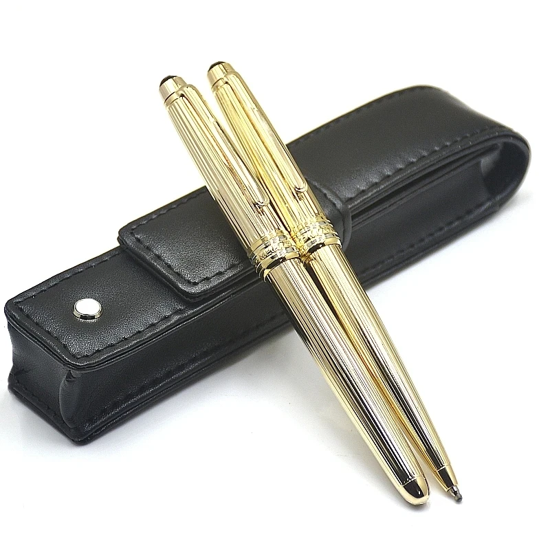 Luxury Meisters 163 Metal Rollerball Pen MB Gold & Silver Stripe Ballpoint Pen Office School Writing Ink Fountain Pens IWL666858