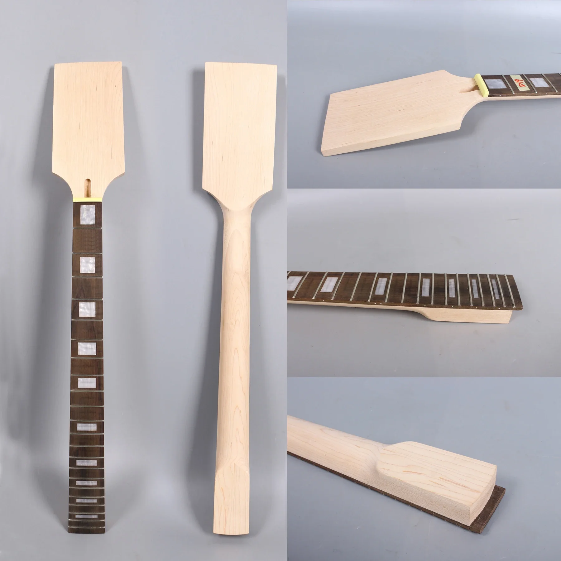 

Yinfente 22 Fret New Paddle Head Bass Guitar Neck 34 Inch Rosewood Fretboard Pearl Block Inlay Bolt on Style Unfinished