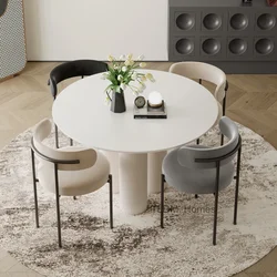 Round Dining Table Set 4 Chairs Marble Nordic Dining Table Minimalist Luxury Comedor De 4 Silla Set Furniture OK50CZ