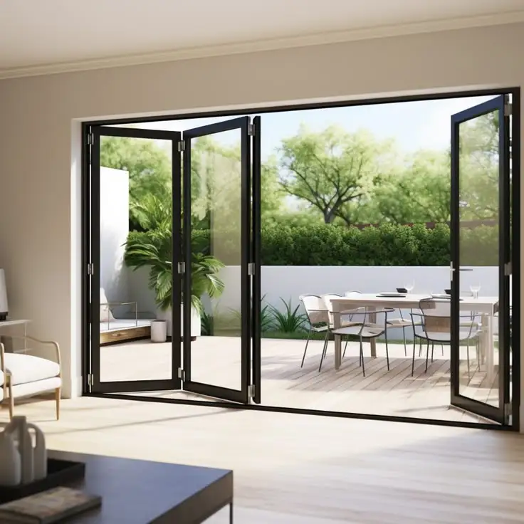 

Heavy-duty Glass Noise Reduction Function Folding Doors with Modern Design Aluminum Frame Accordion Door Sound Insulation