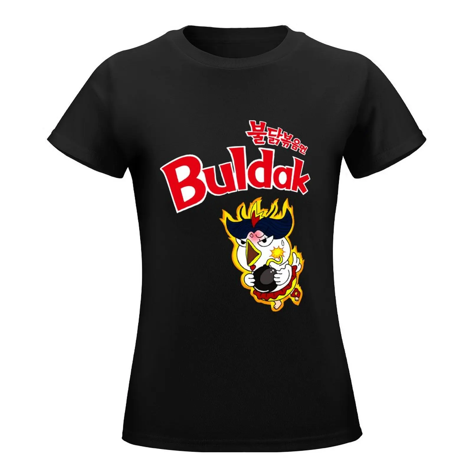 Buldak ramen chicken T-Shirt graphics blacks kawaii clothes heavyweights t-shirts for Women cotton