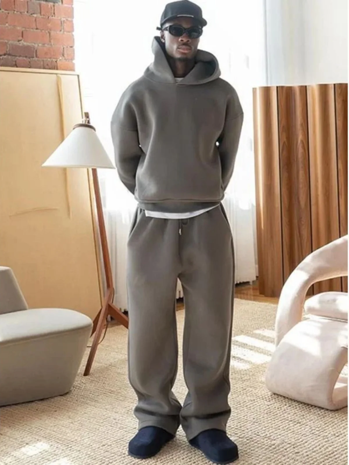 

Casual Couple Hooded Sweatirt Set Long Pants Comfortable Sportswear Youth Autumn Collection Long Sve Crew Ne Sweatirt