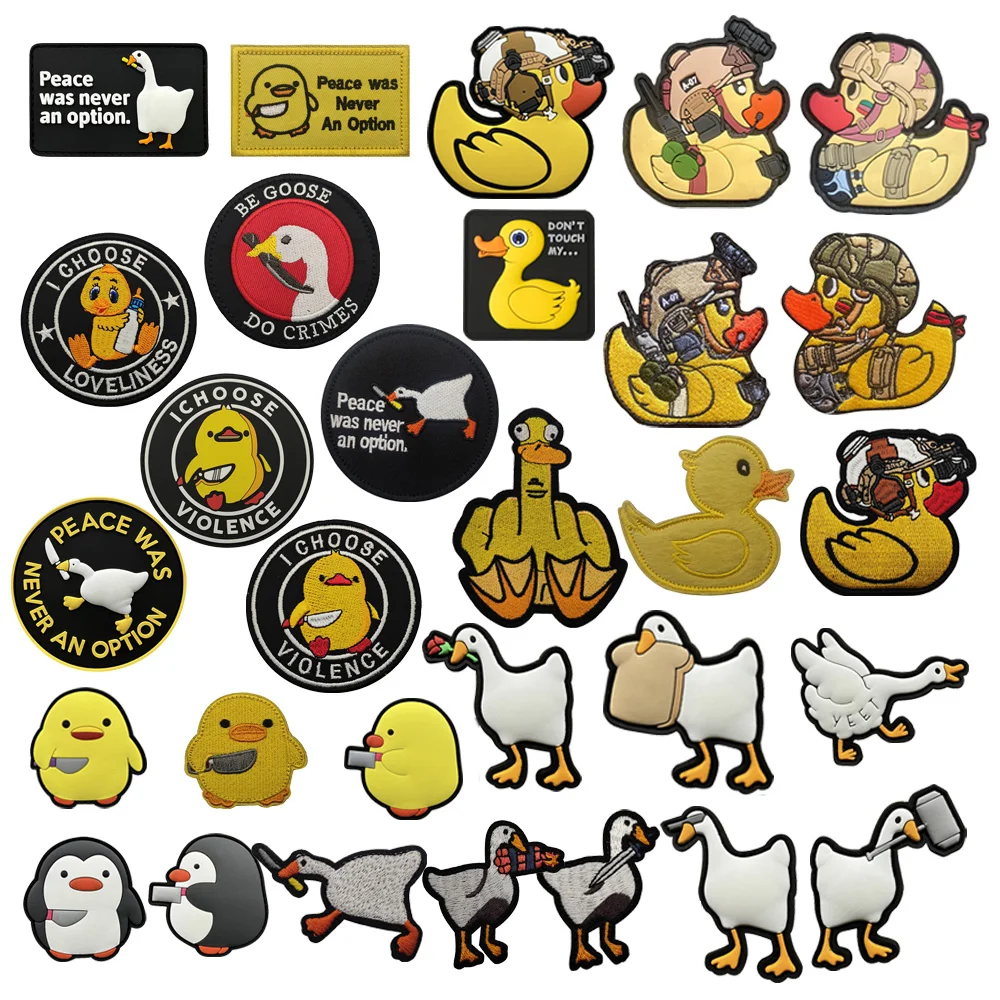 New Design Embroidered Creative Duck Badge, Rubber Patch Big Goose Bag Accessory Backpack Patches for Clothing