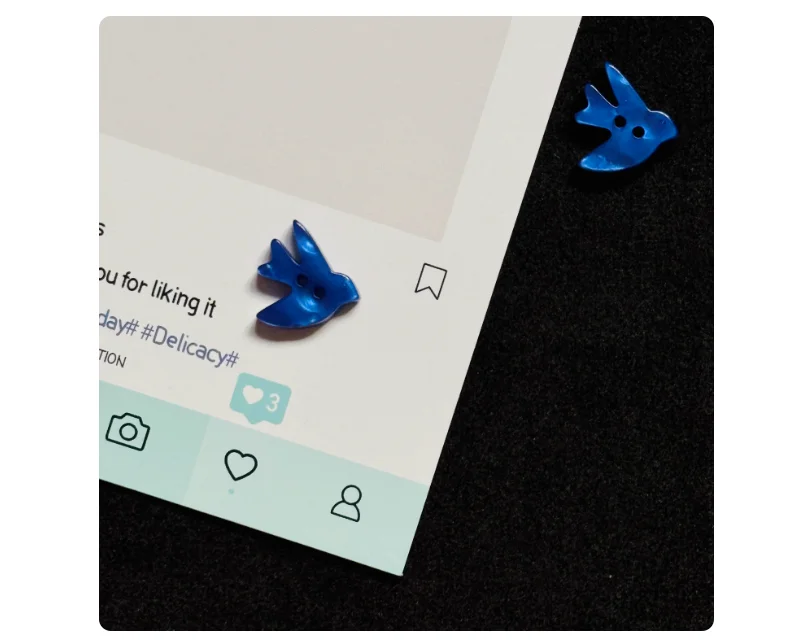 Blue SwallowShaped Unconventional Resin Buttons  DIY Handmade Shirt Accessories Decorative Sweater Buttons Unique Button Design