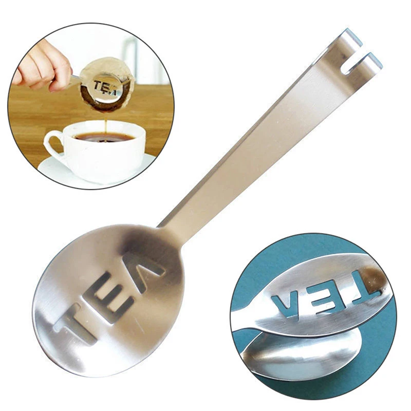 Reusable Stainless Steel Tea Bag Tongs Teabag Squeezer Strainer Holder Grip Metal Spoon Mini Sugar Clip Tea Leaf Strainer 