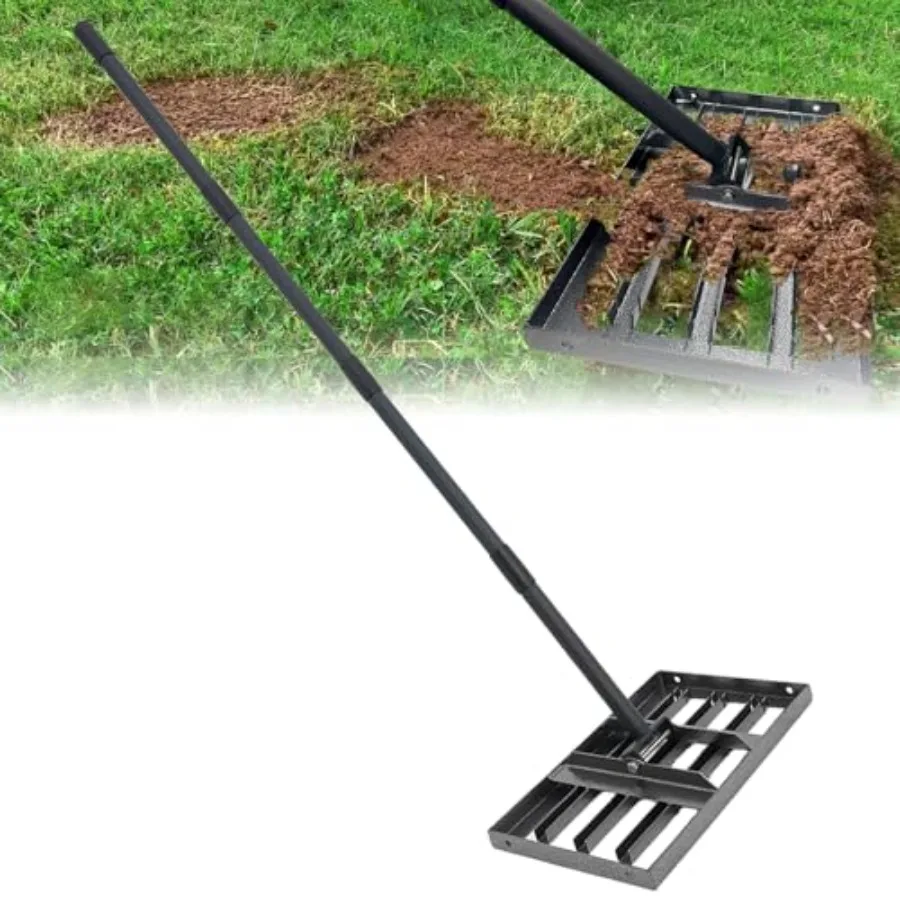 

Lawn Leveling Rake, Lawn Leveling Tool with 68" Long Adjustable Stainl Steel Handle for Leveling Soil, Grass, Sand or Dirt, Hea
