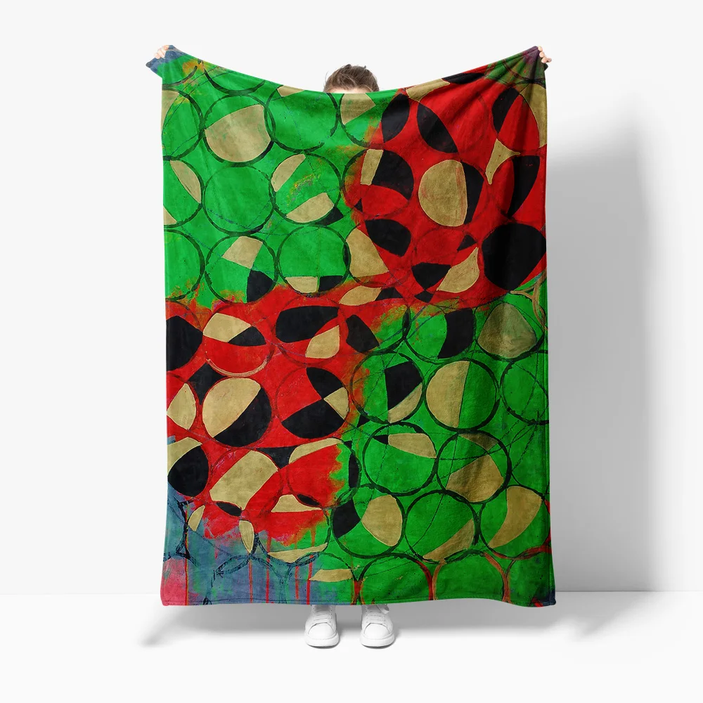 

Красочное одеяло с круглым узором, абстрактное одеяло, мягкий, теплый, уютный, диван-кровать, декоративный подарок