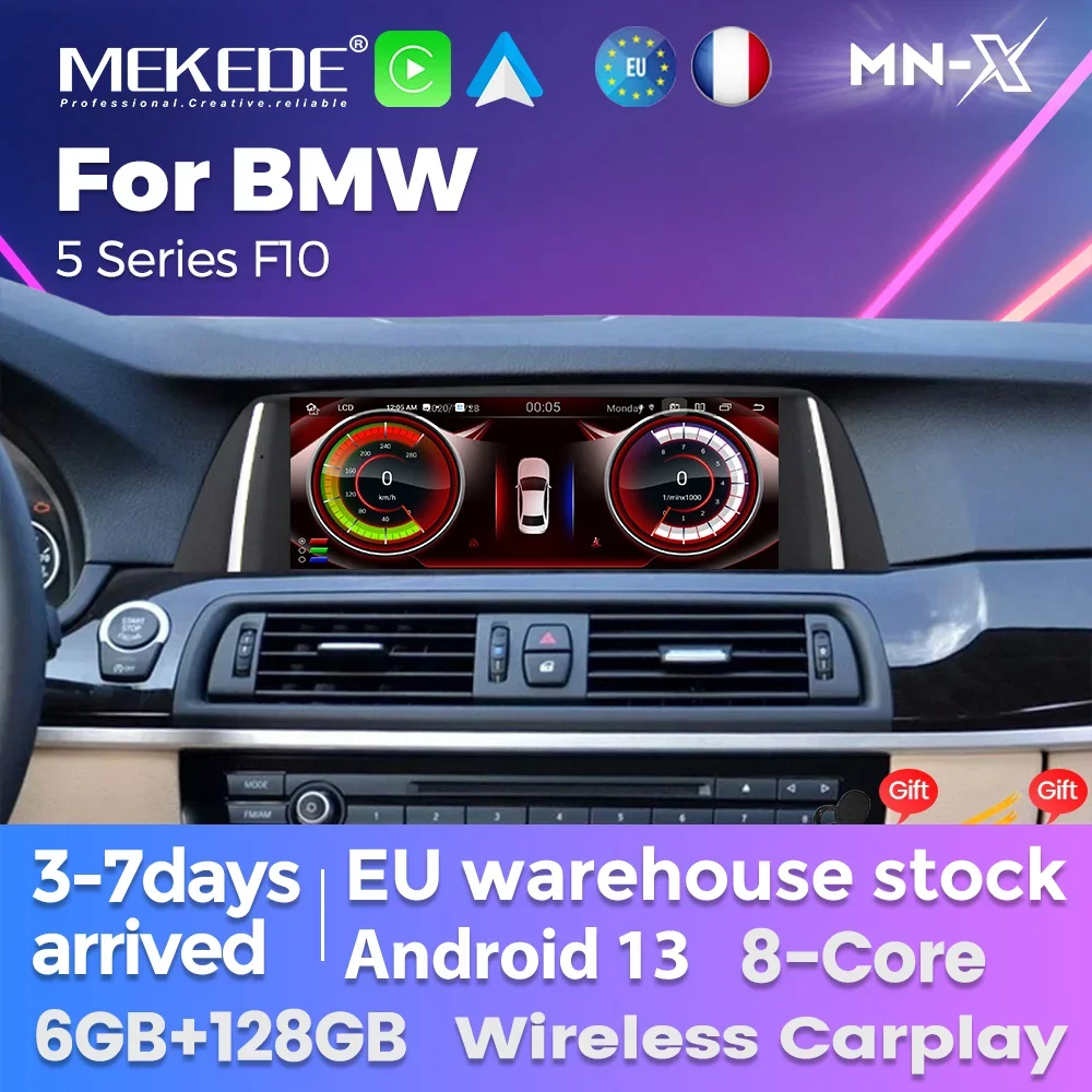 MEKEDE-REPRODUCTOR Multimedia Inalámbrico para coche, Radio con Android, Carplay, WIFI, 4G, DSP, CIC, NBT, para BMW serie 5, F10, F11, 2011-2016 reproductor Multimedia con Android 12 y navegación GPS，autorradio 2 din con reproductor de vídeo,Carplay ​