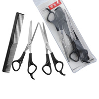 2 set Scissors Kit 2 Sets Barber Shears For Hair Cutting Styling Tools Salon Home Hair Styling Tools Use Black