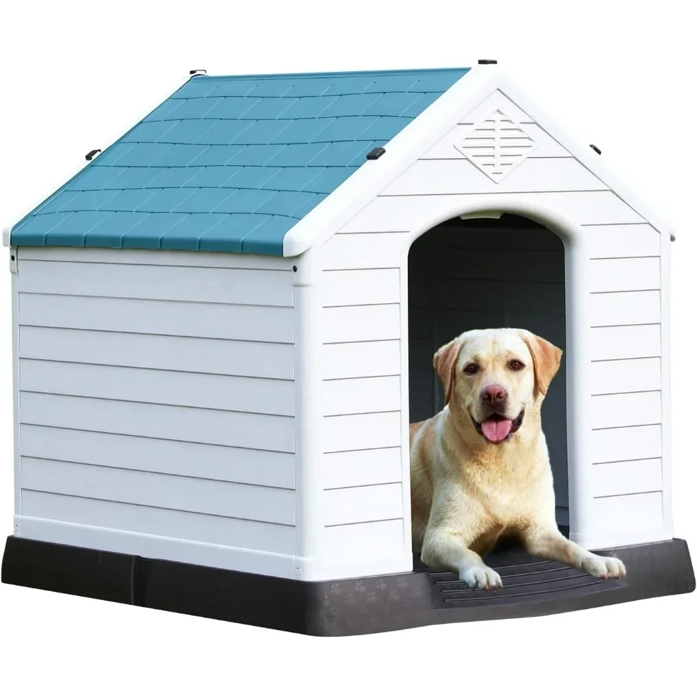 

Extra Large Dog House, 32 Inch Outdoor Dog Kennels, Waterproof Pet Shelter, Durable Plastic Puppy Shelter Kennel,Dog Supplies