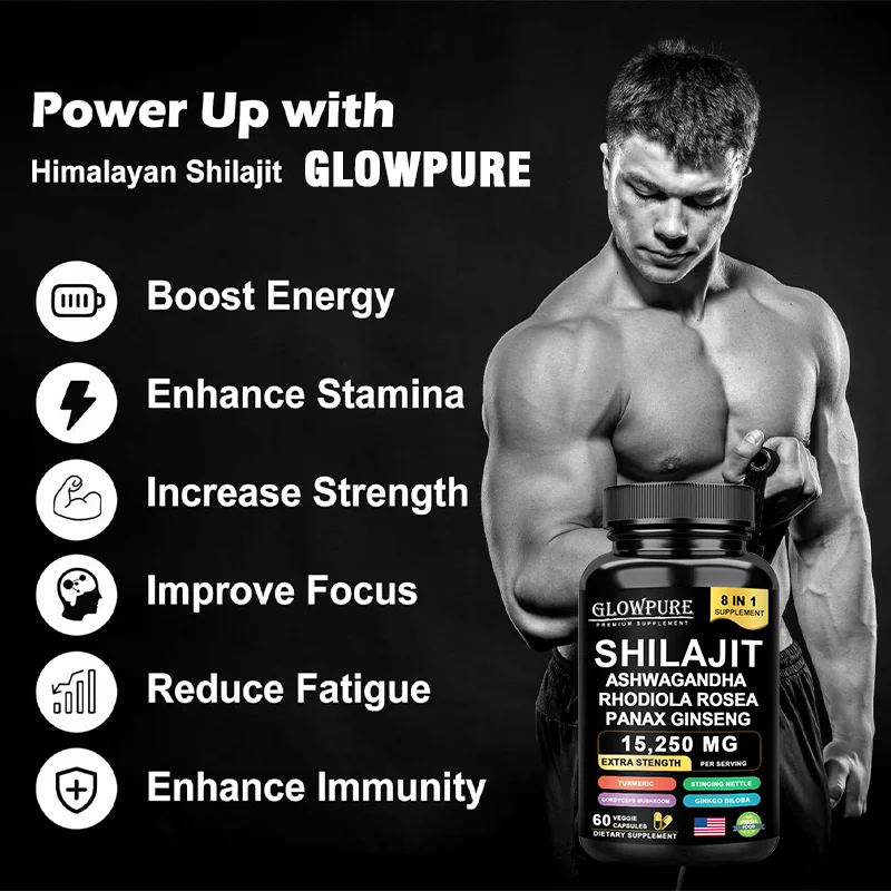 Shilajit Original Himalaya Suplementos - 8 en 1 con Ginseng Ashwagandha para el cerebro, la memoria, la concentración, la energía, la salud inmunitaria - Image 4