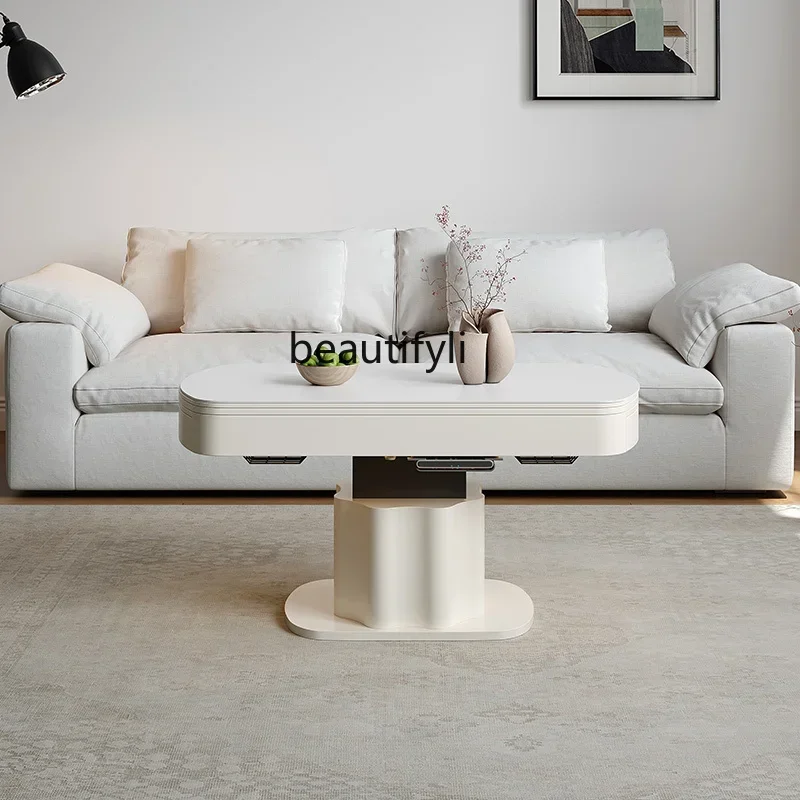 

0 Lifting coffee table dining table dual-purpose cream wind folding light luxury living room fire household small