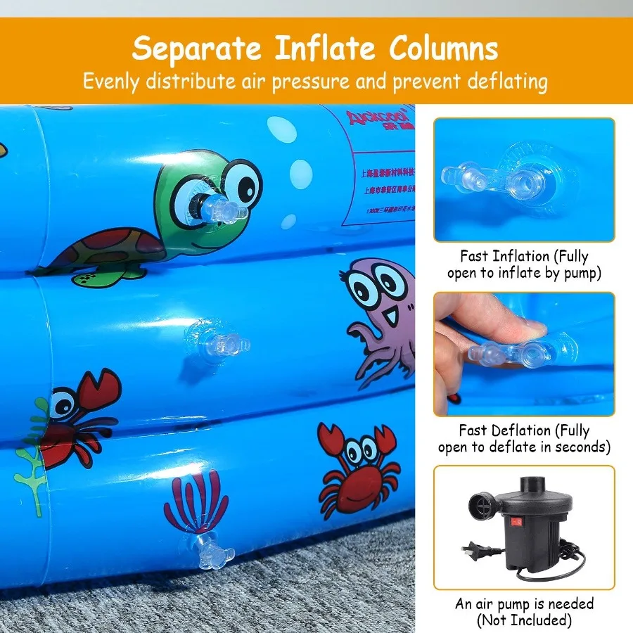 Piscina inflável 51x13In explodir piscina familiar para 3 piscina de bolinhas dobrável