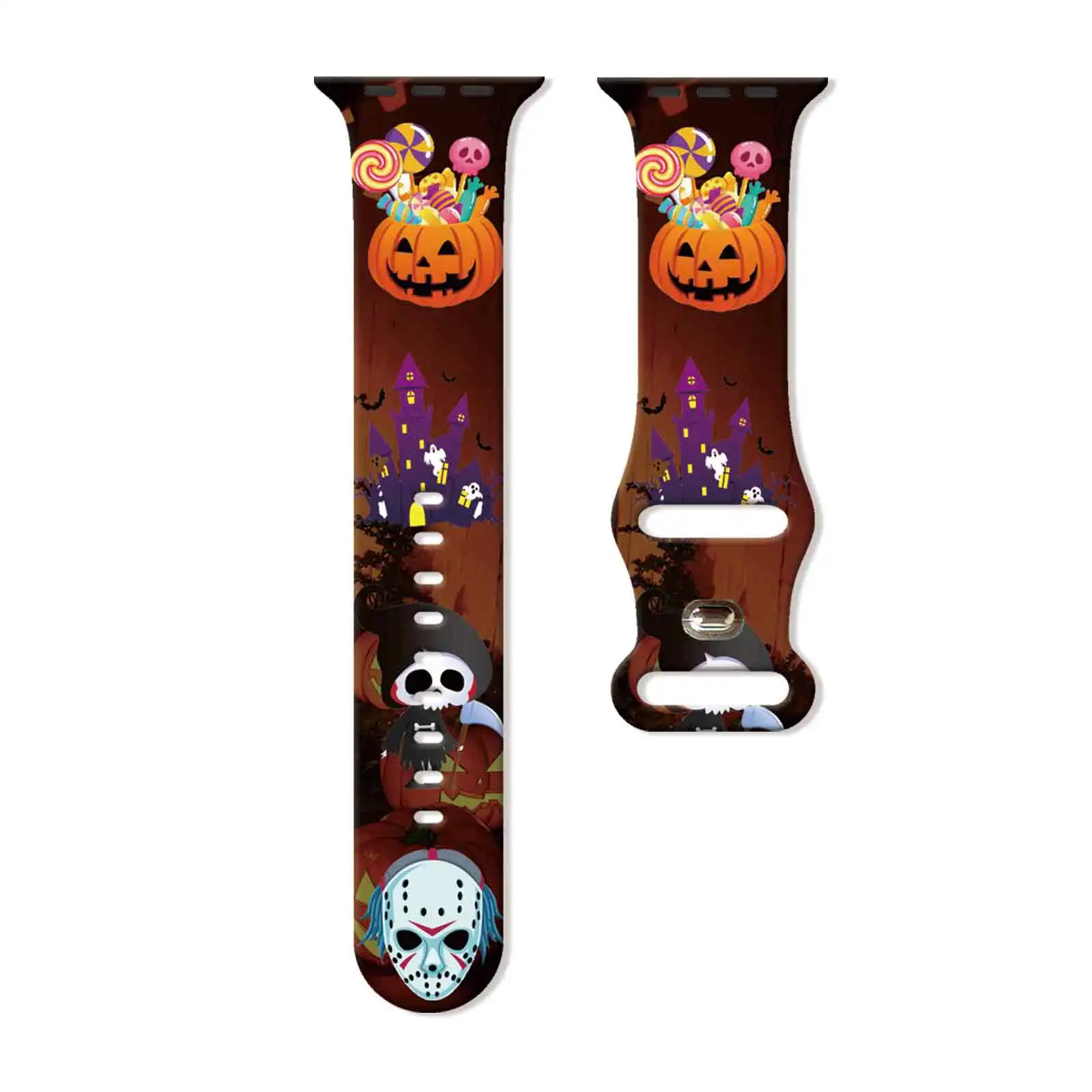 

MINISO Pumpkin family printed watch strap for Apple Watch 11 10 9 8 Silicone Band Replaceable Bracelet for iWatch 38mm 40mm 41mm