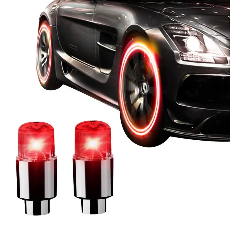 2Pcs/set LED Car Wind and Fire Wheel Lights Colorful Lights Tire Valves Caps Lamp For Vehicles Motorcycle Car SUV Bike