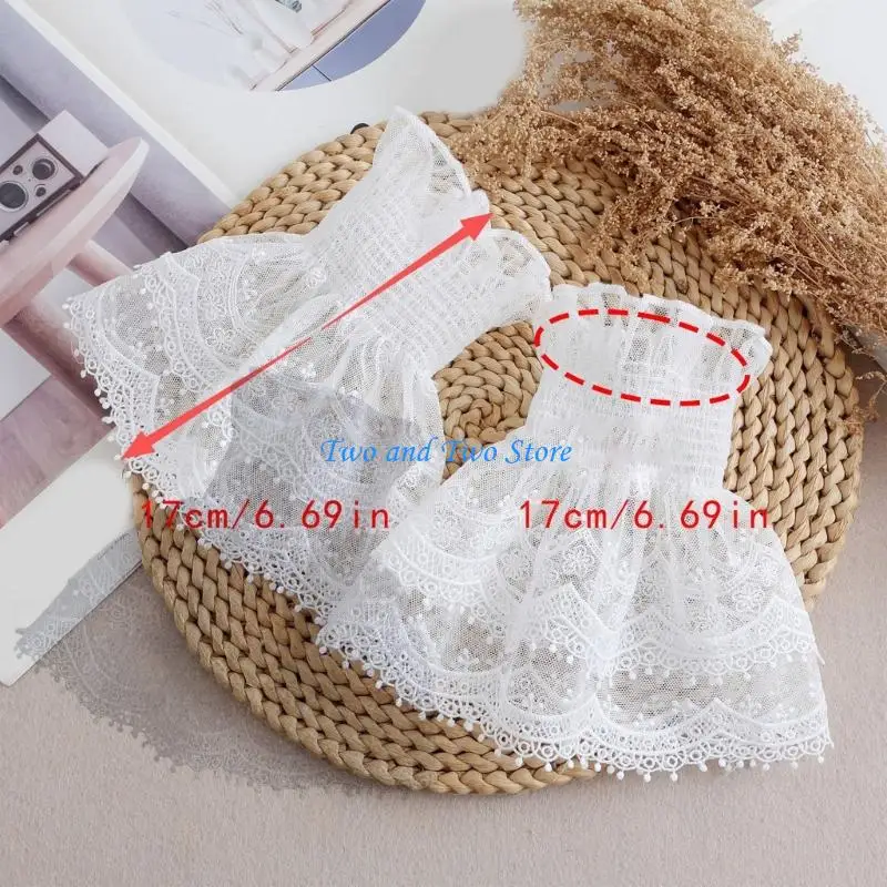 Hx6f French Lace Arm Sleeves Lrist Cuffs Coffs Coffors Decorative Cleeves for Office Women Daily and Party Clothing Enhancer