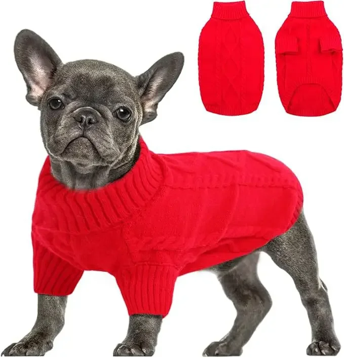 Dog High Neck Knit Sweater: Warm Winter Style, Multiple Colors & Sizes