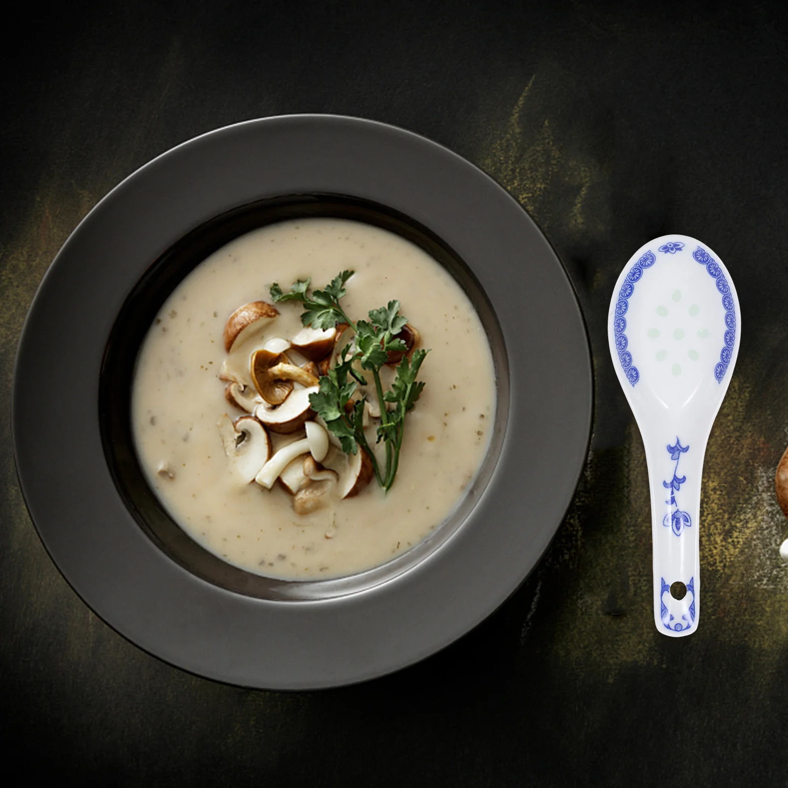 

4Pcs Ceramic Soup Spoons Premium Material Smooth Polished Household Kitchen Tableware for Restaurant Home Use