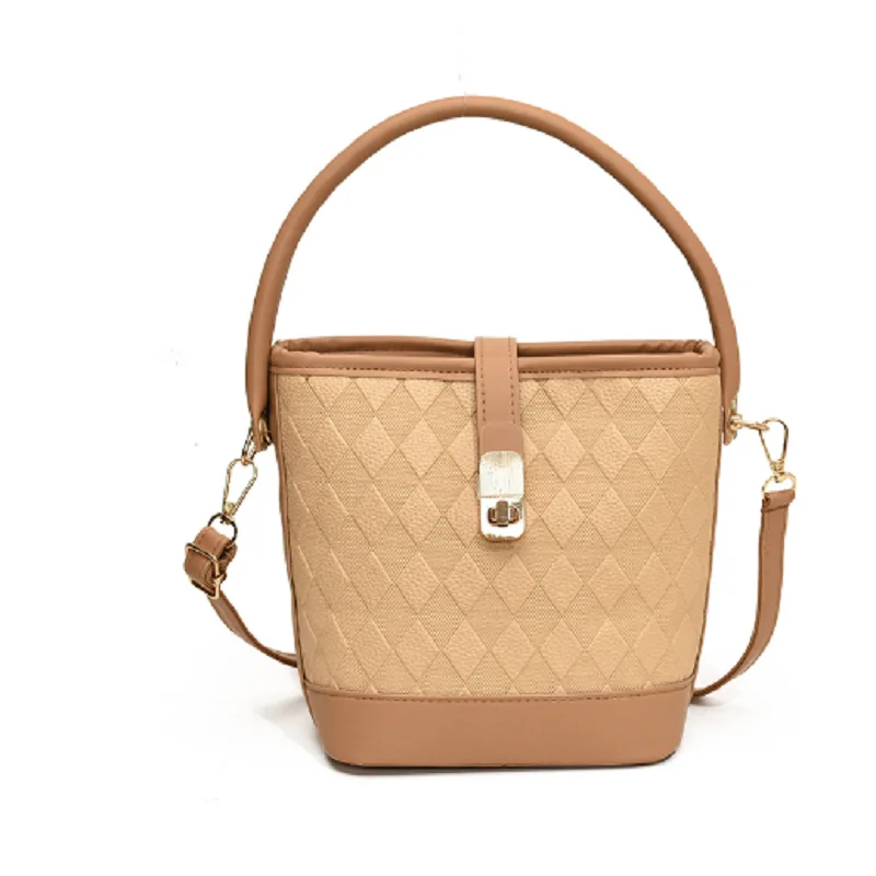 Venta caliente simplicidad de gama alta bolso cruzado de cuero para mujer bolso de cubo versátil bolso de moda para ir al trabajo