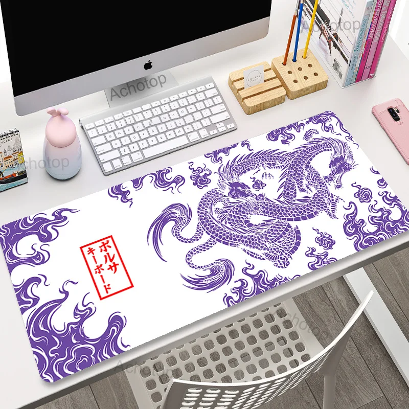 Large Mouse Pad Gaming Mousepad 100x55cm Mouse Mat Chinese Dragon Art Gamer Mousepads PC Desk Pads Pink White Keyboard Mats XXL