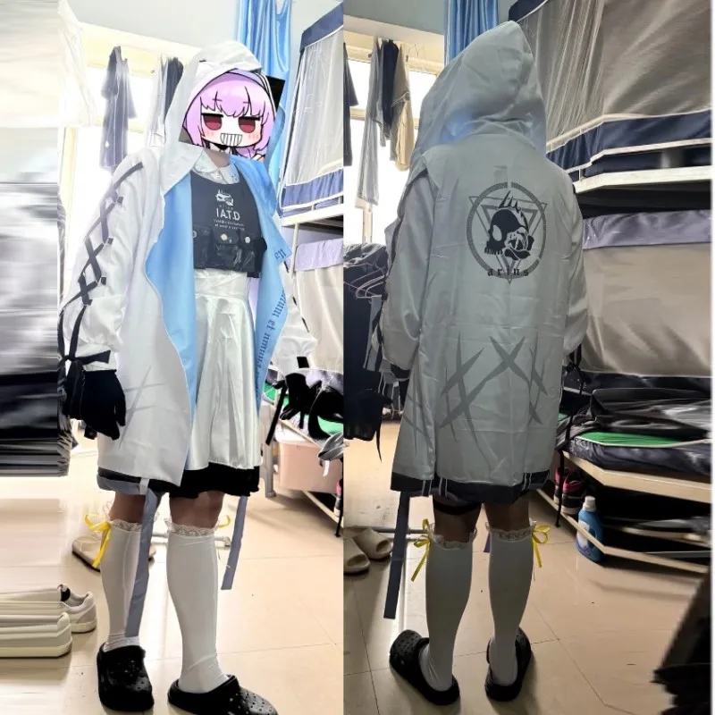 Disfraz de Cosplay de archivo azul Hakari Atsuko, peluca, tocado para mujer, carnaval, Halloween, fiesta, trajes de juego de rol, pelo morado