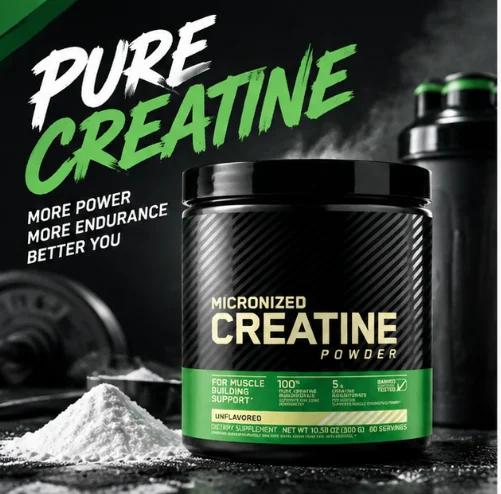 Unflavored Micronized Creatine Monohydrate Powder,Supports Muscle Strength & Power,300g 60‑Serving Jar