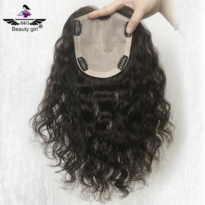 

Wig Boutique Supplier Full Handmade Full Silk Topper Back No Weft For Women Human Hair Toupee 24 Inch In Stock