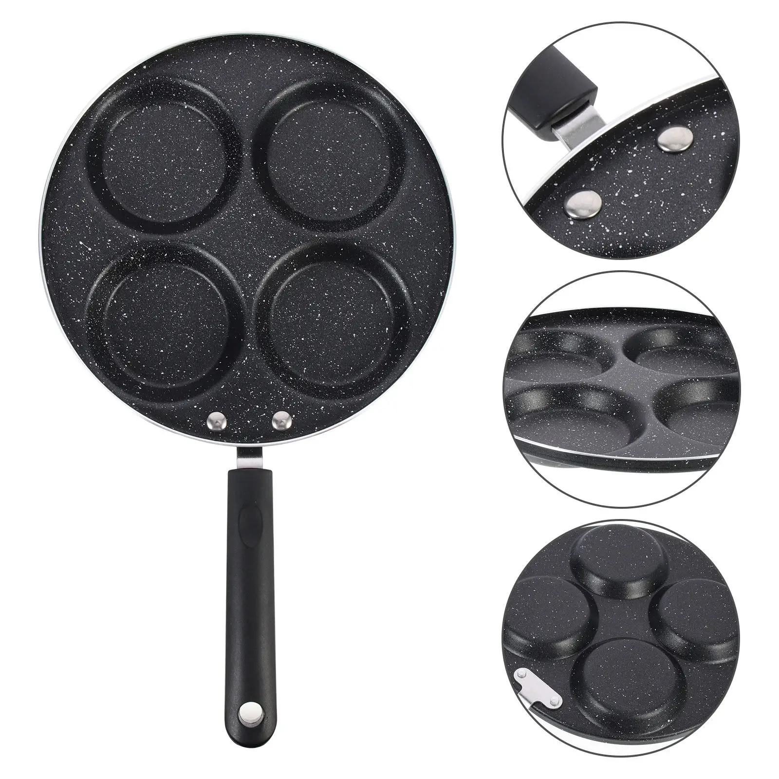 

4-Cup Egg Cook Pan Non-Stick Aluminum Frying Pan for Breakfast Cooking Comfort Grip Ergonomic Handle Quick Heat Retention