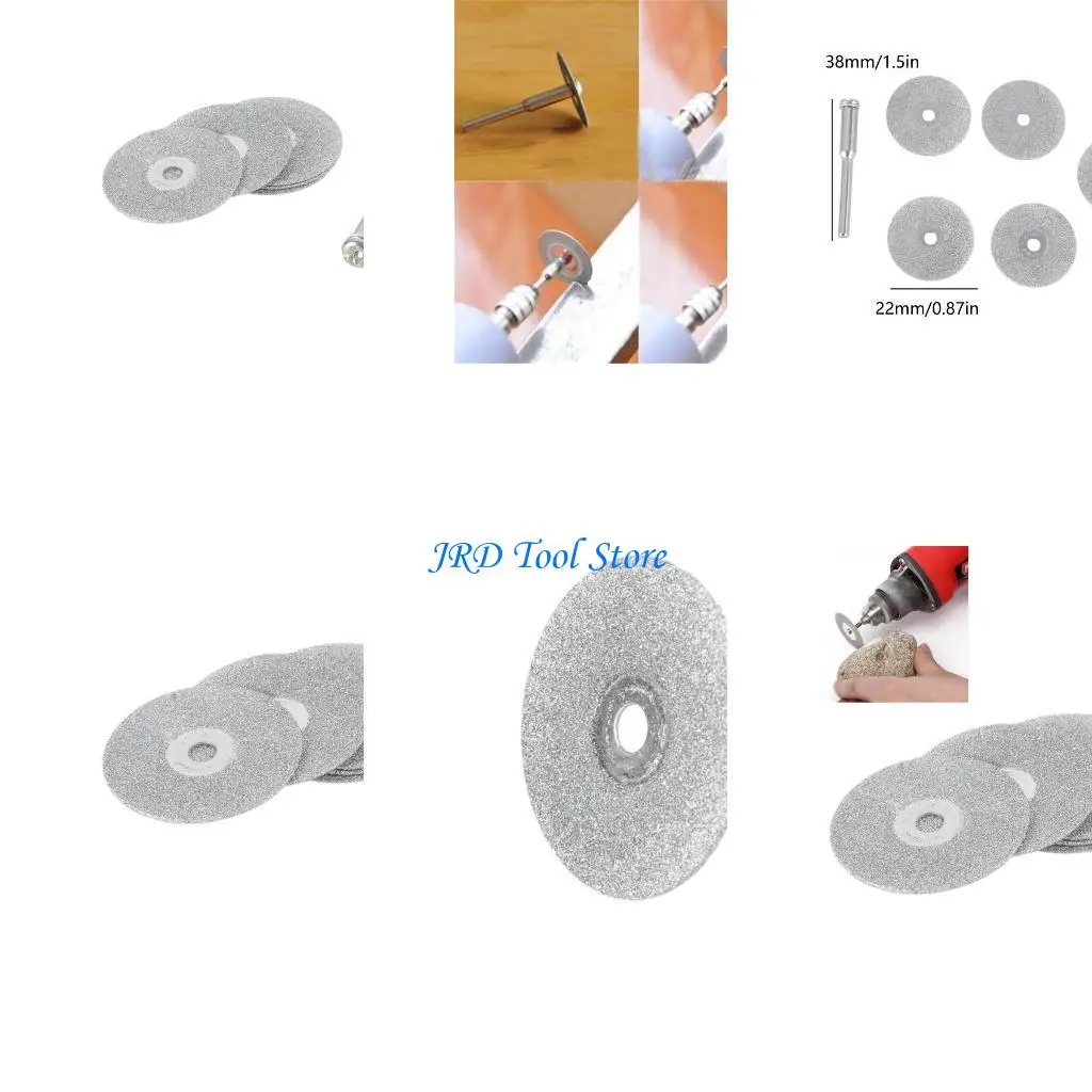 A2UD Hot 5 PCS 22mm Emery Diamond Cắt lưỡi khoan Bit+1 trục gá cho bộ