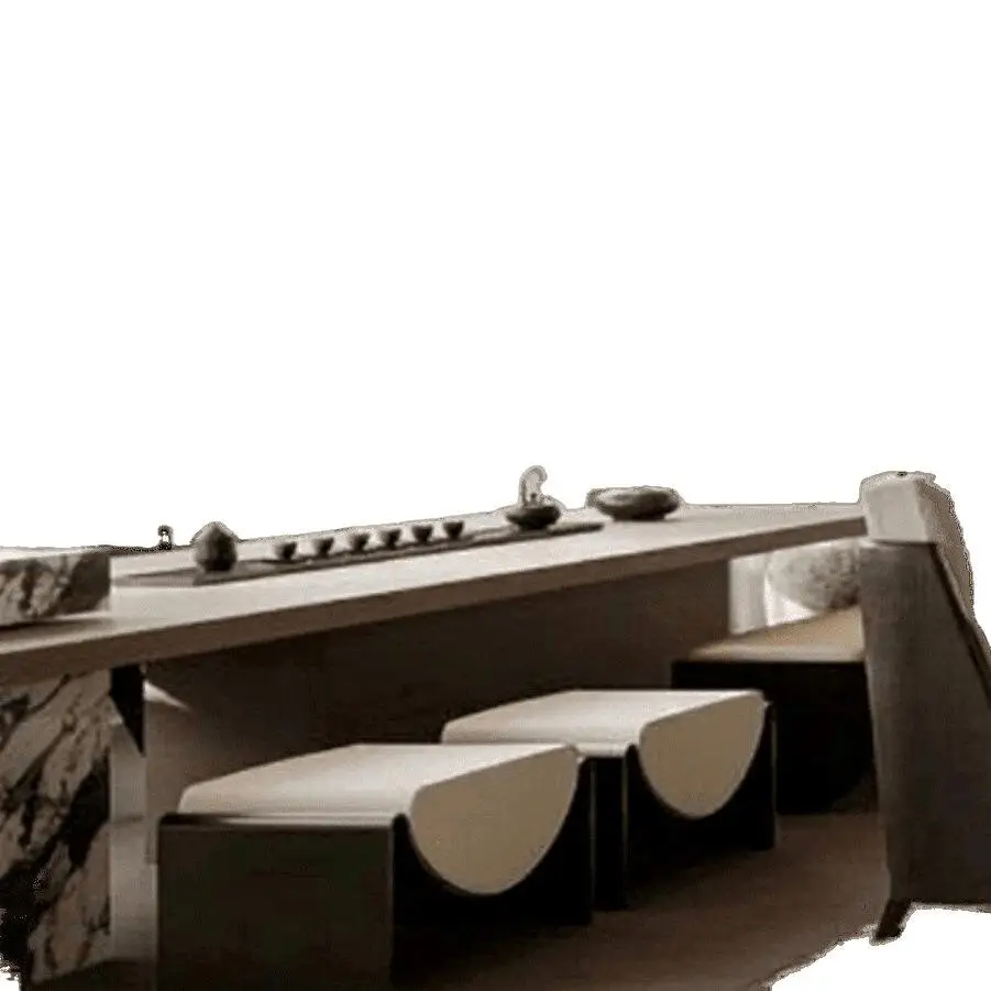 

New Chinese-style solid wood tea table rock slab, Italian light luxury villa marble dining table